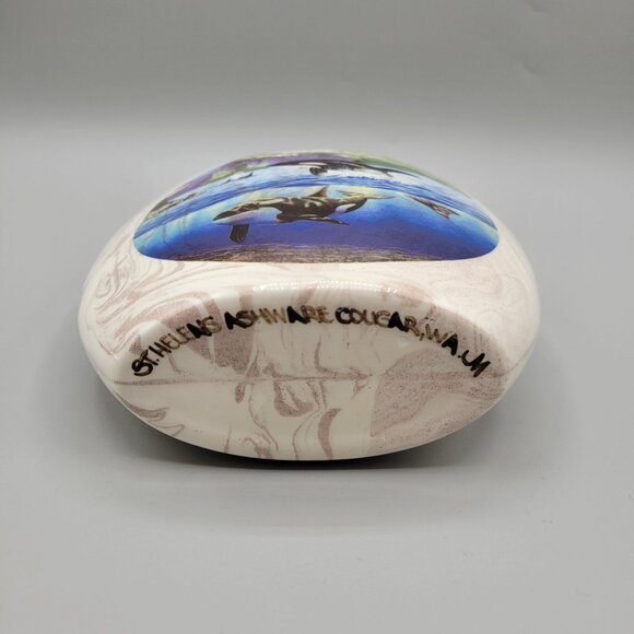 Mt Saint Helens Ashware Vase Orca Whales Puget Sound Cougar Washington Ceramic - Picture 6 of 7